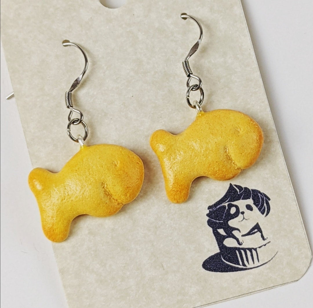 Goldfish cracker earrings top
